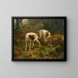 Two pointers and a hare - Percival Leonard Rosseau — framed artwork on a wall