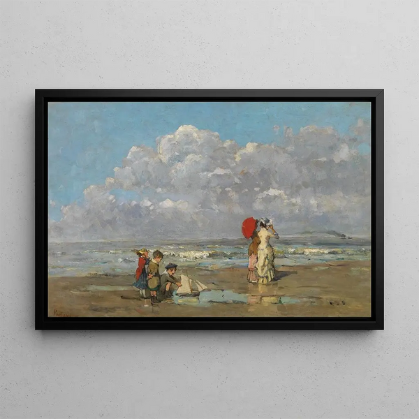 On the beach - Pericles Pantazis — framed artwork on a wall