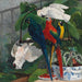 Parrots in a tropical greenhouse - Filippo Palizzi — displayed in an interior
