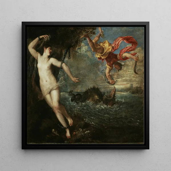 Perseus and Andromeda Painting - Titian — framed artwork on a wall