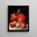 Still life with apples and plums - Peter Baumgras — framed artwork on a wall