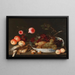 a still life with fruits and flowers with birds - Peter Binoit — framed artwork on a wall