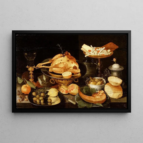 Nature morte avec un repas - Peter Binoit — framed artwork on a wall