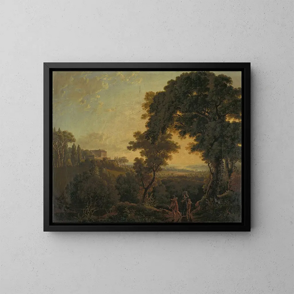 Italian landscape at Lake Nemi - Peter Birmann — framed artwork on a wall