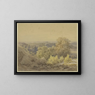 Autumn landscape painting near the Taunus - Peter Burnitz — framed artwork on a wall