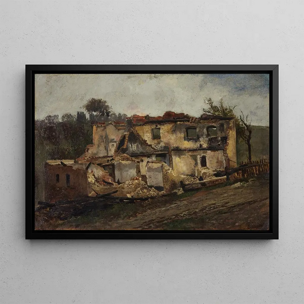 House Destroyed Painting - Peter Burnitz — framed artwork on a wall