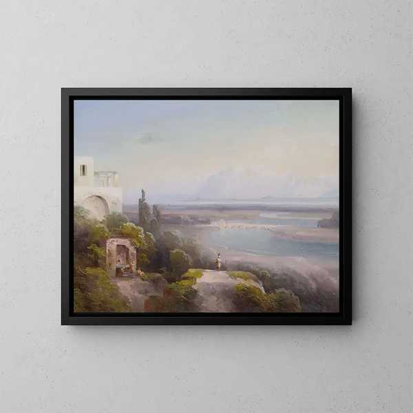 Italian landscape - Peter Conrad Schreiber — framed artwork on a wall