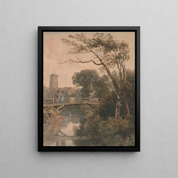 Le Vieux Pont - Peter De Wint — framed artwork on a wall