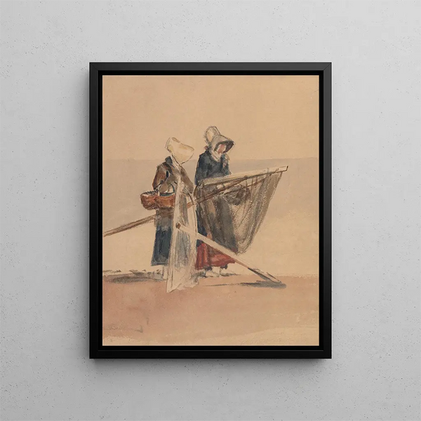 Two Girls with Shrimp Nets - Peter De Wint — framed artwork on a wall