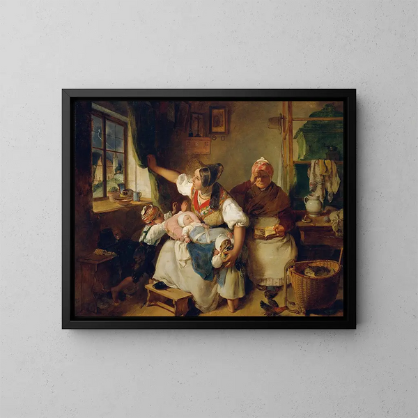 L'orage - Peter Fendi — framed artwork on a wall