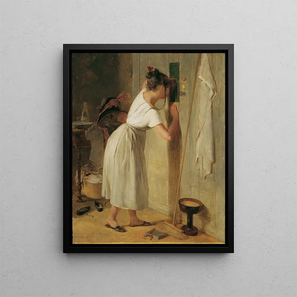 L'écouteur - Peter Fendi — framed artwork on a wall