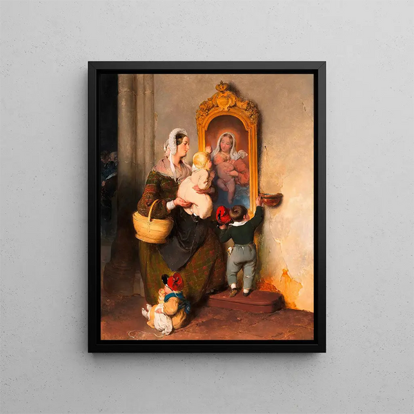 Child Devotion Painting - Peter Fendi — framed artwork on a wall