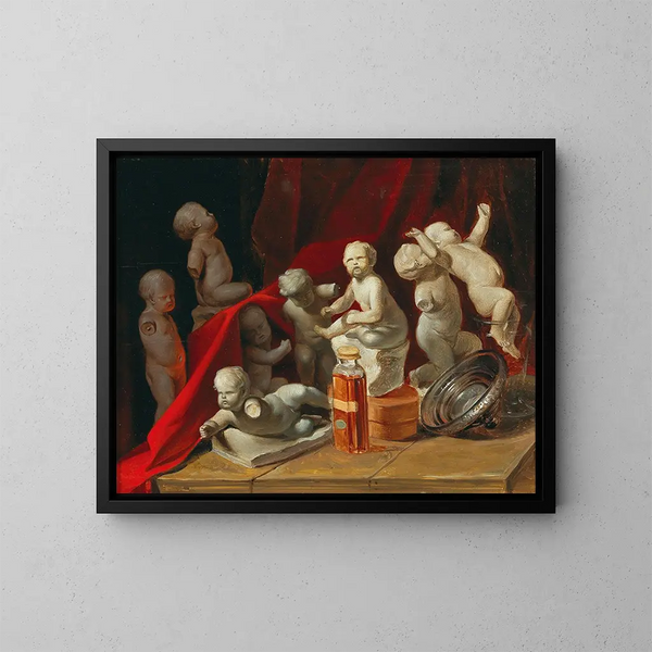 Nature morte avec des putti - Peter Fendi — framed artwork on a wall