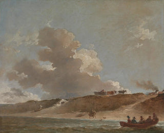 Coastal landscape painting with a ferry - Peter Francis Bourgeois — artwork view