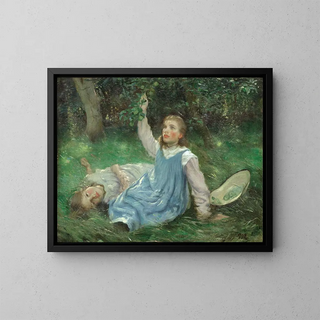 Summer Afternoon Apple Picking - Peter Hansen — framed artwork on a wall