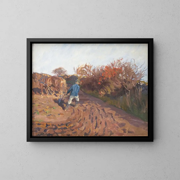 The plowman turns around - Peter Hansen — framed artwork on a wall