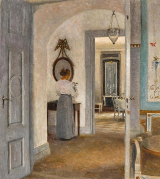 Peter Ilsted - Interior With A Woman Before A Mirror Liselund.webp