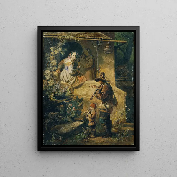 Mendiants italiens idylliques - Peter Johann Nepomuk Geiger — framed artwork on a wall