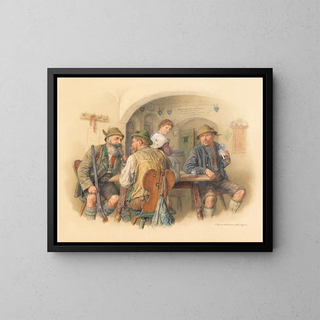 Hunter at the Inn - Peter Kraemer the Younger — framed artwork on a wall