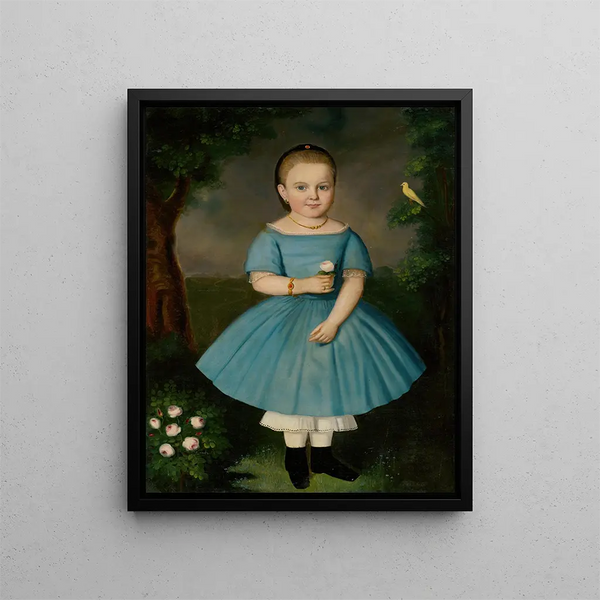 Petite fille avec une rose - Peter Michal Bohúň — framed artwork on a wall