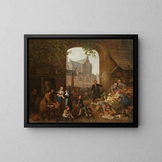 Two drunks at the market near Westerkerk in Amsterdam - Peter Paul Joseph Noël — framed artwork on a wall