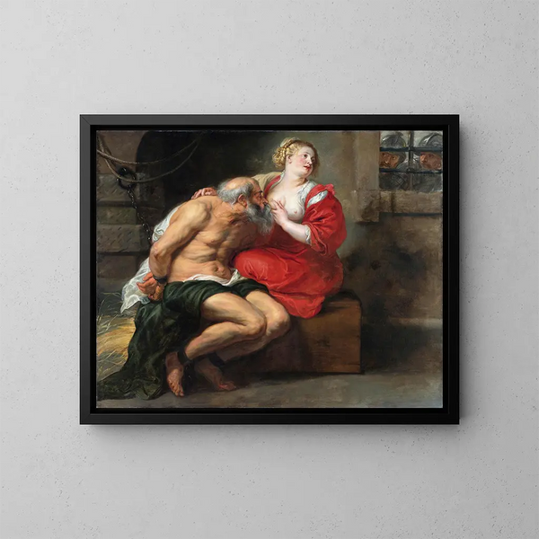 Cimon et Pero, la charité romaine - Peter Paul Rubens — framed artwork on a wall