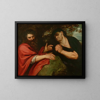 Democritus and Heraclitus - Peter Paul Rubens — framed artwork on a wall