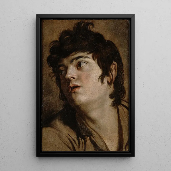 Head of a Young Man - Peter Paul Rubens — framed artwork on a wall