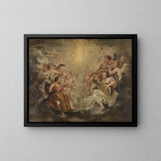 angels making music - Peter Paul Rubens — framed artwork on a wall