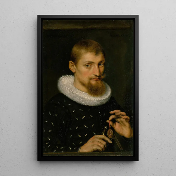 Portrait of a man possibly architect or geographer - Peter Paul Rubens — framed artwork on a wall