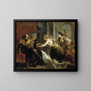 Térée confronté à la tête de son fils Itylus - Peter Paul Rubens — framed artwork on a wall