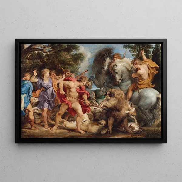 The Boar Hunt of Calydon - Peter Paul Rubens — framed artwork on a wall