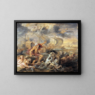 The voyage of Cardinal Infant Ferdinand of Spain from Barcelona to Genoa in April 1633 - Peter Paul Rubens — framed artwork on a wall