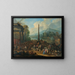 a port scene with numerous figures attending the market - Peter Tillemans — framed artwork on a wall