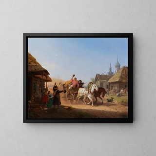 Russian Village Song Painting - Peter von Hess — framed artwork on a wall