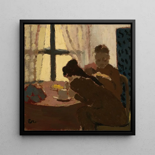 Breakfast Table in Front of the Window - Édouard Vuillard — framed artwork on a wall