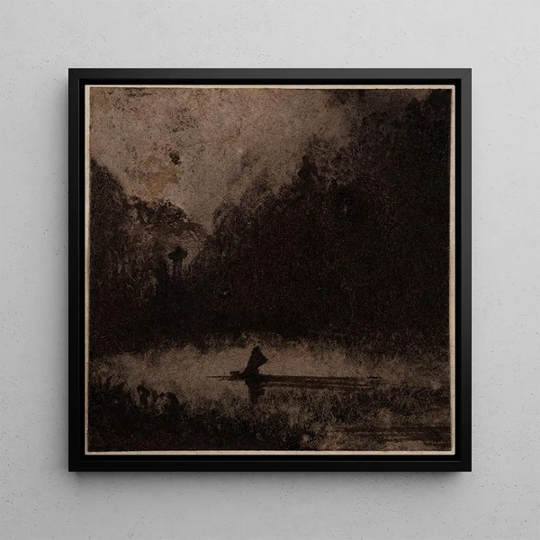 Petite boat on a lake - Victor Hugo — framed artwork on a wall