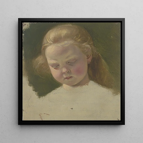 Little girl with long hair - Jakob Becker — framed artwork on a wall
