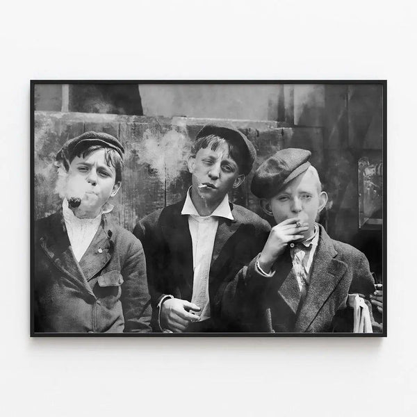 Little men, big habits | Black and white photo decoration