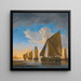 Small ships in a calm near the coast at sunset - Hendrick Jacobsz Dubbels — framed artwork on a wall