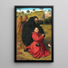 Panel of an altar with a portrait of a donor in scarlet under the protection of Saint Anthony - Petrus Christus — framed artwork on a wall
