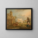 Landscape painting with peasants and cows - Petrus Johannes van Regemorter — framed artwork on a wall