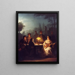 Petrus van Schendel - A Summer Evening by Lamp and by Moonlight.webp
