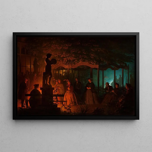 Bengale Fireworks Evening at Vauxhall Park in Brussels - Petrus van Schendel — framed artwork on a wall