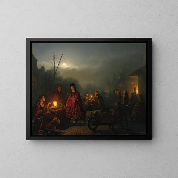 The Night Market - Petrus van Schendel — framed artwork on a wall