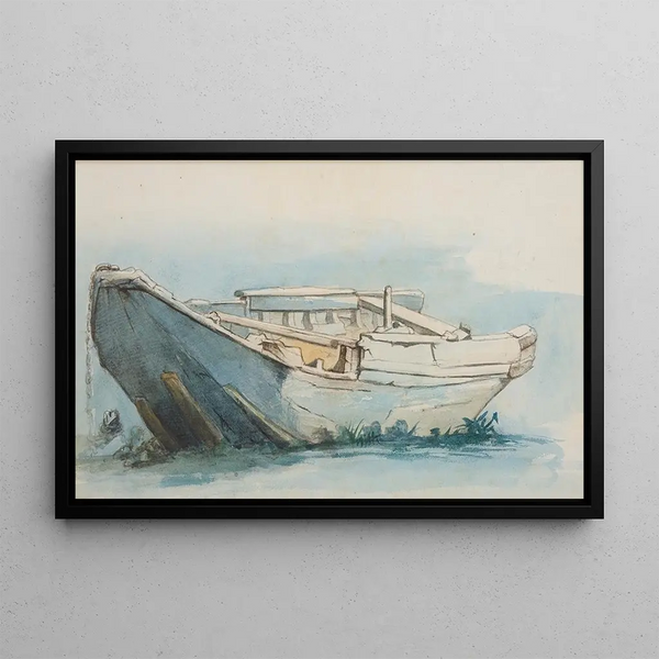 Old boat - Petrus van der Velden — framed artwork on a wall