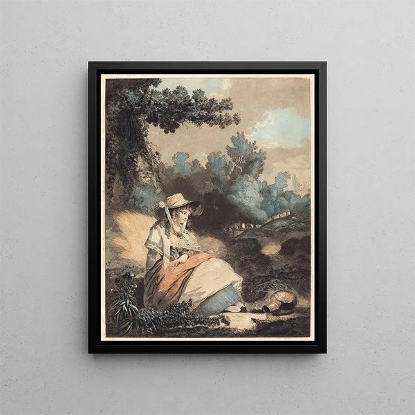 Pauvre Annette - Philibert-Louis Debucourt — framed artwork on a wall