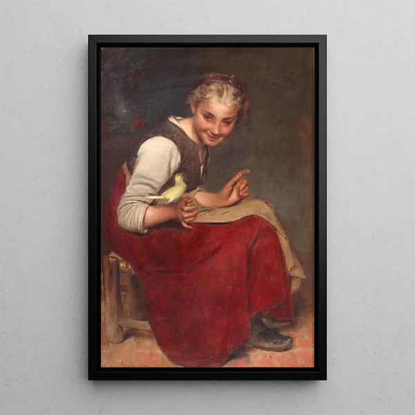 Playing with the Bird - Philibert Léon Couturier — framed artwork on a wall