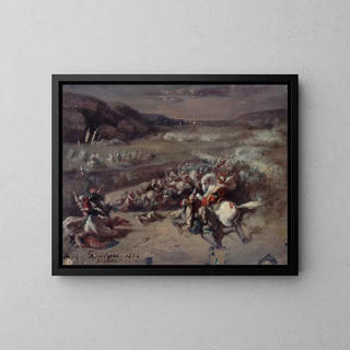 Battle scene - Philibert Rouvière — framed artwork on a wall