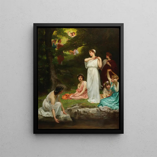 Joyful Summer Painting It was pleasant when the woods were green - Philip Hermogenes Calderon — framed artwork on a wall
